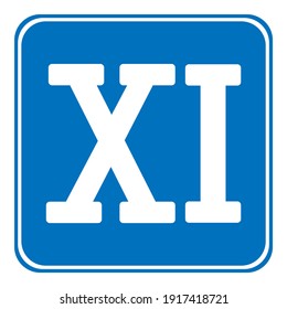 Roman numeral eleven button on white. Vector illustration.