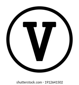 Roman numeral five button on white background. Vector illustration.