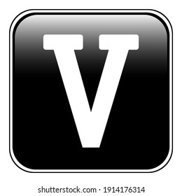 Roman numeral five button on white background. Vector illustration.