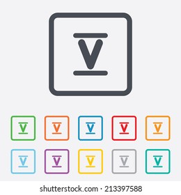 Roman numeral five sign icon. Roman number five symbol. Round squares buttons with frame. Vector