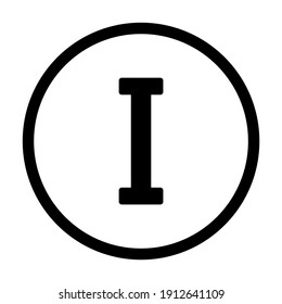 Roman numeral one button on white background. Vector illustration.