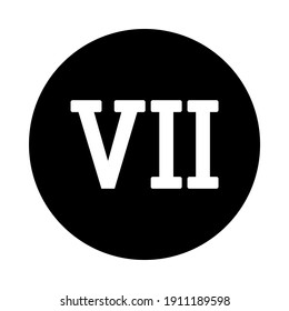 Roman numeral seven button on white background. Vector illustration.