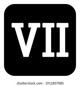 Roman numeral seven button on white background. Vector illustration.