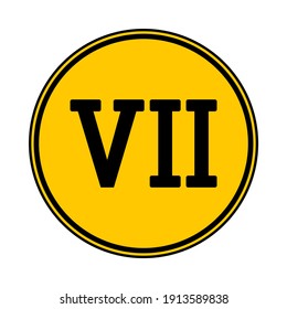 Roman numeral seven button on white background. Vector illustration.