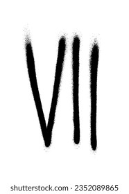 Roman numeral seven painted with a black spray can on a white background. Vector illustration.