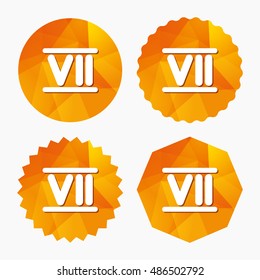 Roman numeral seven sign icon. Roman number seven symbol. Triangular low poly buttons with flat icon. Vector
