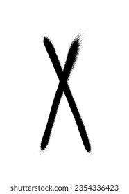 Roman numeral ten painted with a black spray can on a white background. Vector illustration.