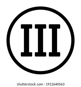 Roman numeral three button on white background. Vector illustration.