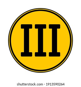 Roman numeral three button on white background. Vector illustration.