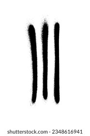 Roman numeral three painted with a black spray can on a white background. Vector illustration.