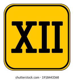 Roman numeral twelve button on white. Vector illustration.