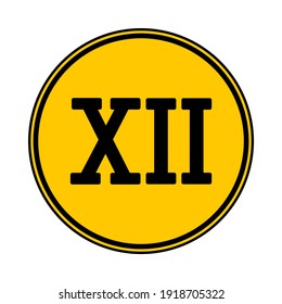 Roman numeral twelve button on white. Vector illustration.