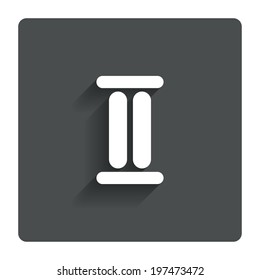 Roman numeral two sign icon. Roman number two symbol. Gray flat button with shadow. Modern UI website navigation. Vector