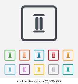 Roman numeral two sign icon. Roman number two symbol. Round squares buttons with frame. Vector
