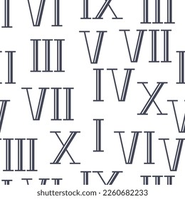 Roman numeral vector cartoon seamless pattern background for wallpaper, wrapping, packing, and backdrop.