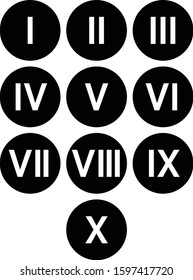 Roman numerals in the black circle transparent.Vector illustration