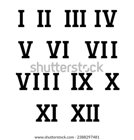 Roman numerals black colour design