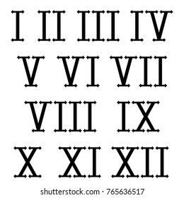 Roman Numerals Black Numbers On White Stock Vector (Royalty Free ...