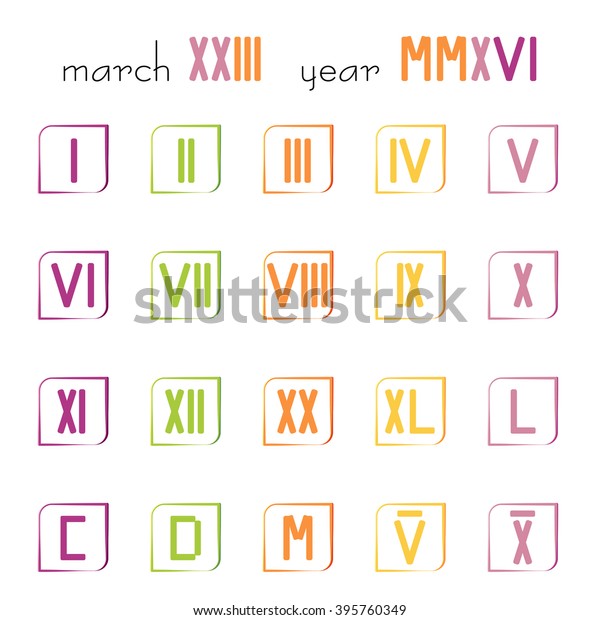 Roman Numerals Flat Icon Set Different Stock Vector (Royalty Free ...