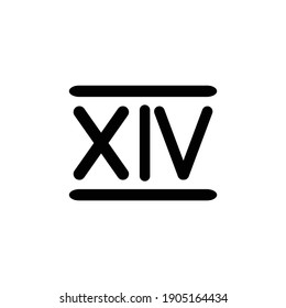 roman numerals fourteen icon vector