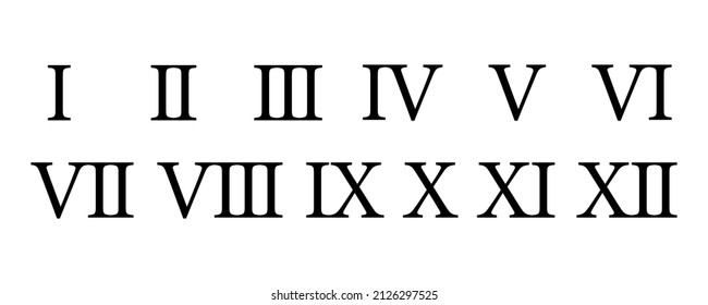 Roman numerals icon set on white background. Vector typography. Vector 10 EPS.