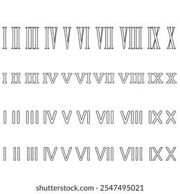 Roman numerals icon vector set. Dial illustration sign collection. Numbers symbol or logo.