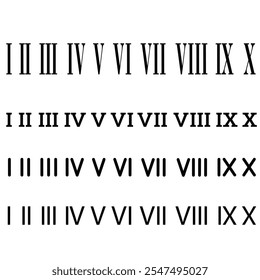 Roman numerals icon vector set. Dial illustration sign collection. Numbers symbol or logo.