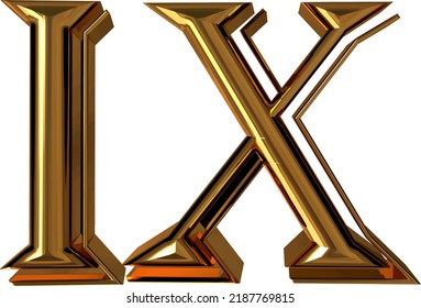 Roman numerals made of gold