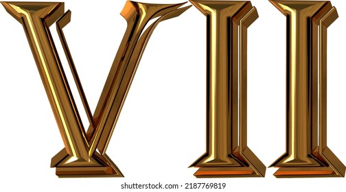 Roman numerals made of gold