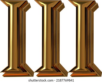 Roman numerals made of gold