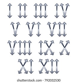 Roman numerals on white background. Retro styled. Vector illustration isolated on white background
