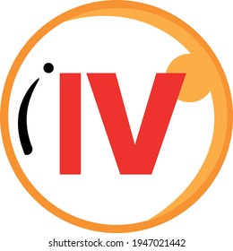 Roman numerals series, a vector of the Roman number four which is represented by the symbol IV. Great for learning roman number symbols or icons