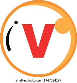 Serie de números romanos, un vector del número romano cinco que está representado por el símbolo V. Ideal para aprender símbolos de números romanos o iconos