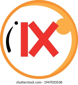 Roman numerals series, a vector of the Roman number nine which is represented by the symbol IX. Great for learning roman number symbols or icons