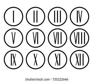 Roman numerals set collection. Roman numeral for clock. Vector illustration