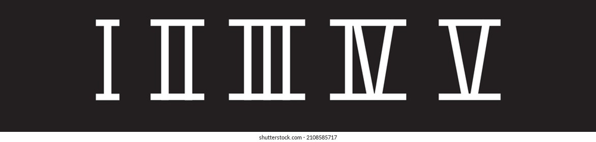 Roman numerals set. Vector illustration isolated on white background