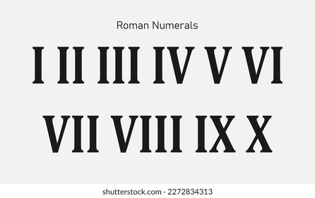 Roman numerals silhouette. Roman numerals are old numerals used in Roman times.