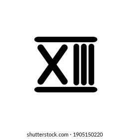 roman numerals thirteen icon vector