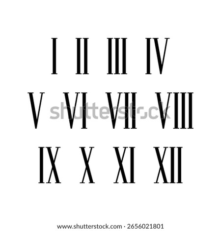 Roman numerals vector isolated on white background.