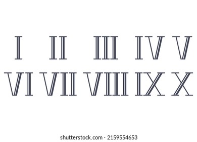 Roman numerals vector set isolated on a white background.