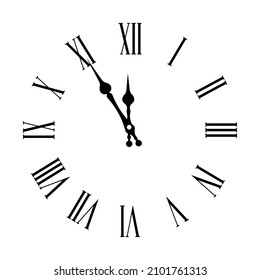 Roman numerals for wall clocks with arrows on a white background isolated. Vector.