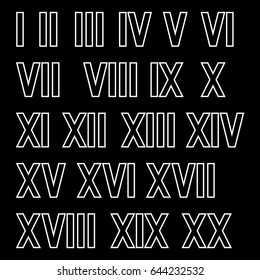 Roman Numerals White Numbers On Black Stock Vector (Royalty Free ...