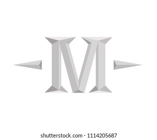 roman numerical number 1000 type one thousand in alphabet letter logo mark iconic design illustration for calender number or any count in badge military metal emblem with silver color