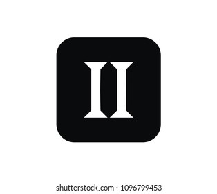 roman numerical number 2 type two in alphabet letter logo mark iconic design illustration for calender number or any count in square box