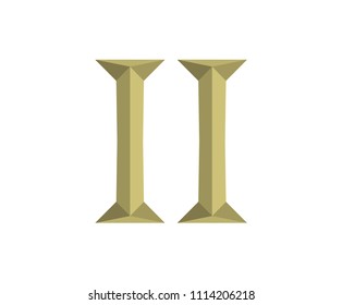 roman numerical number 2 type two in alphabet letter logo mark iconic design illustration for calender number or any count in badge military metal emblem with gold or copper color