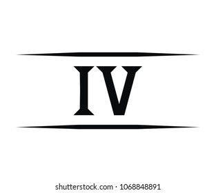 roman numerical number 4 type four in alphabet letter logo mark iconic design illustration for calender number or any count