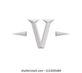 roman numerical number 5 type five in alphabet letter logo mark iconic design illustration for calender number or any count in badge military metal emblem with silver color