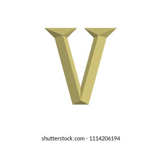 roman numerical number 5 type five in alphabet letter logo mark iconic design illustration for calender number or any count in badge military metal emblem with gold or copper color