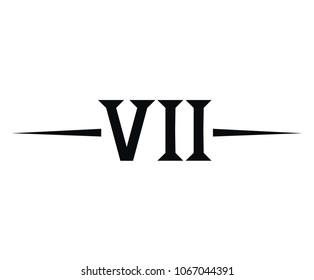 roman numerical number 7 type seven in alphabet letter logo mark iconic design illustration for calender number or any count