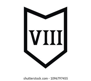 roman numerical number 8 type eight in alphabet letter logo mark iconic design illustration for calender number or any count in badge military emblem